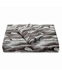 Chanasya Premium Faux Fur Duvet Cover Set - & Minky Blanket (68” x 90”) 1 Pillow Sham (20” 26”)