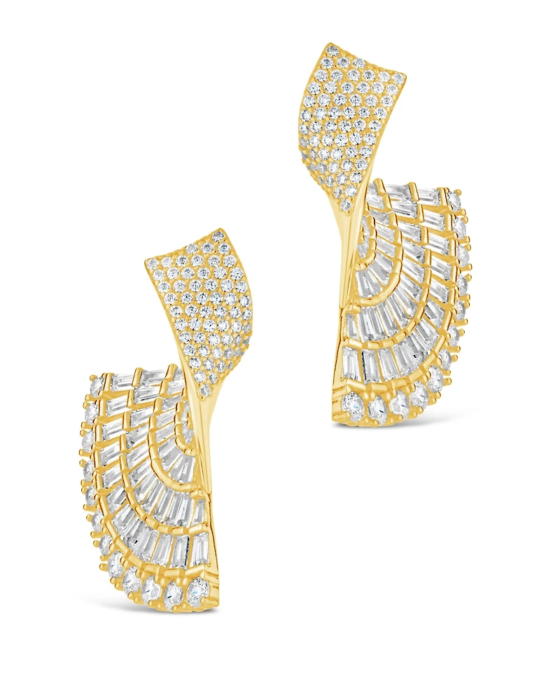 Sterling Forever Hartford Cubic Zirconia Fan Drop Stud Earrings