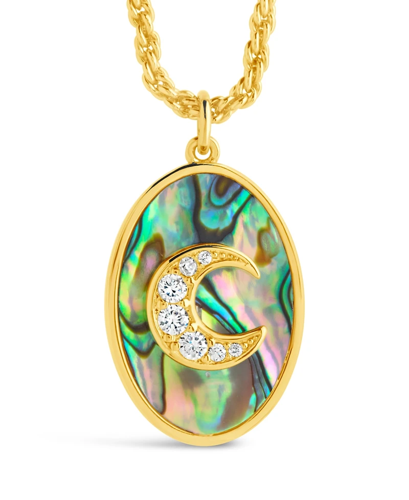 Sterling Forever Carrie Cubic Zirconia Abalone Night Sky Pendant Necklace