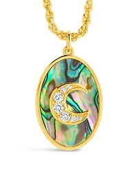 Sterling Forever Carrie Cubic Zirconia Abalone Night Sky Pendant Necklace
