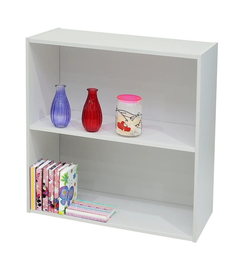 Kings Brand Furniture White Wood 2-Tier Shelf Bookcase Storage Organizer