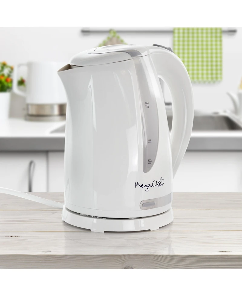 MegaChef 1.7 Quart Plastic Electric Tea Kettle- White