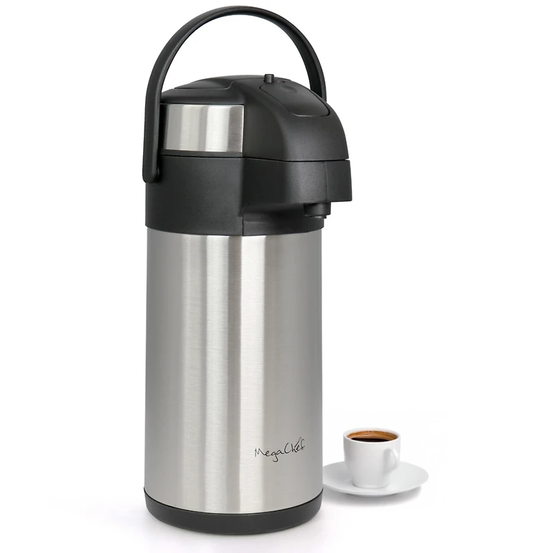 MegaChef 3 Quart Stainless Steel Vacuum Body Pump Cap Air Pot