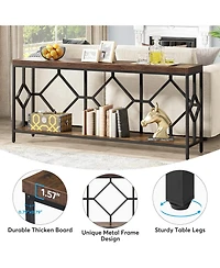 Tribesigns 71 Inch Extra Long Sofa Table, Narrow Console Tables Behind Couch Table with Open Storage Shelf