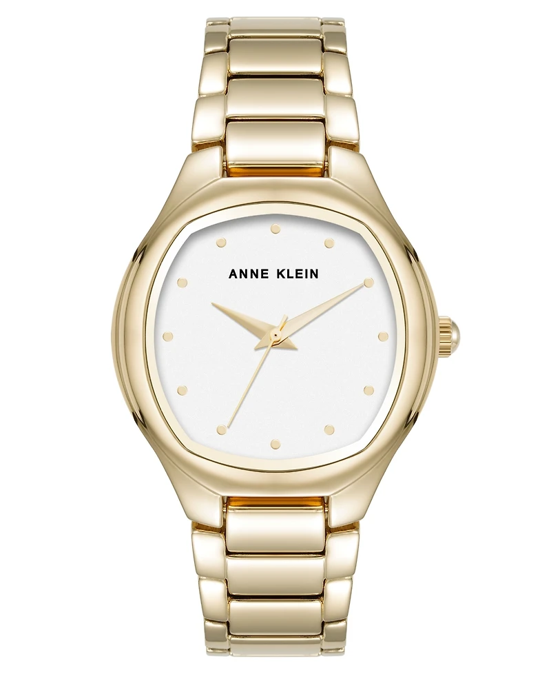 Anne Klein Women's Quartz Everyday Cushion Gold-Tone Alloy Metal Bracelet Watch, 32mm