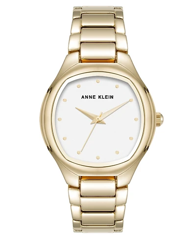 Anne Klein Women's Quartz Everyday Cushion Gold-Tone Alloy Metal Bracelet Watch, 32mm
