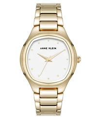 Anne Klein Women's Quartz Everyday Cushion Gold-Tone Alloy Metal Bracelet Watch, 32mm