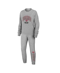 Wear by Erin Andrews Women's Heather Gray Tampa Bay Buccaneers Knit Long Sleeve Tri-Blend T-Shirt & Pants Sleep Set