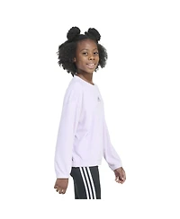 adidas Big Girls Long Sleeve Rib Velour Crewneck Pullover Sweatshirt