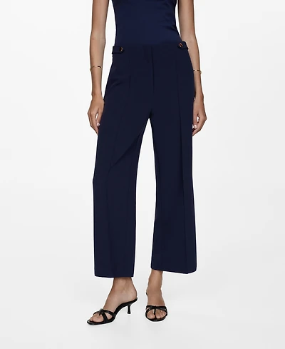 Mango Women's Buttons Straight-Fit Trousers