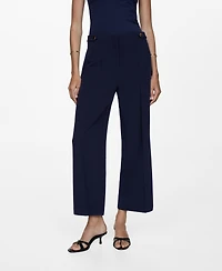 Mango Women's Buttons Straight-Fit Trousers