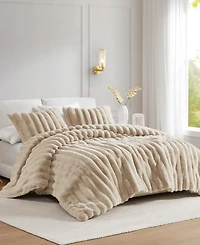 Madison Park Jasmine Faux Fur Reverse to Velvet 3-Pc. Comforter Set
