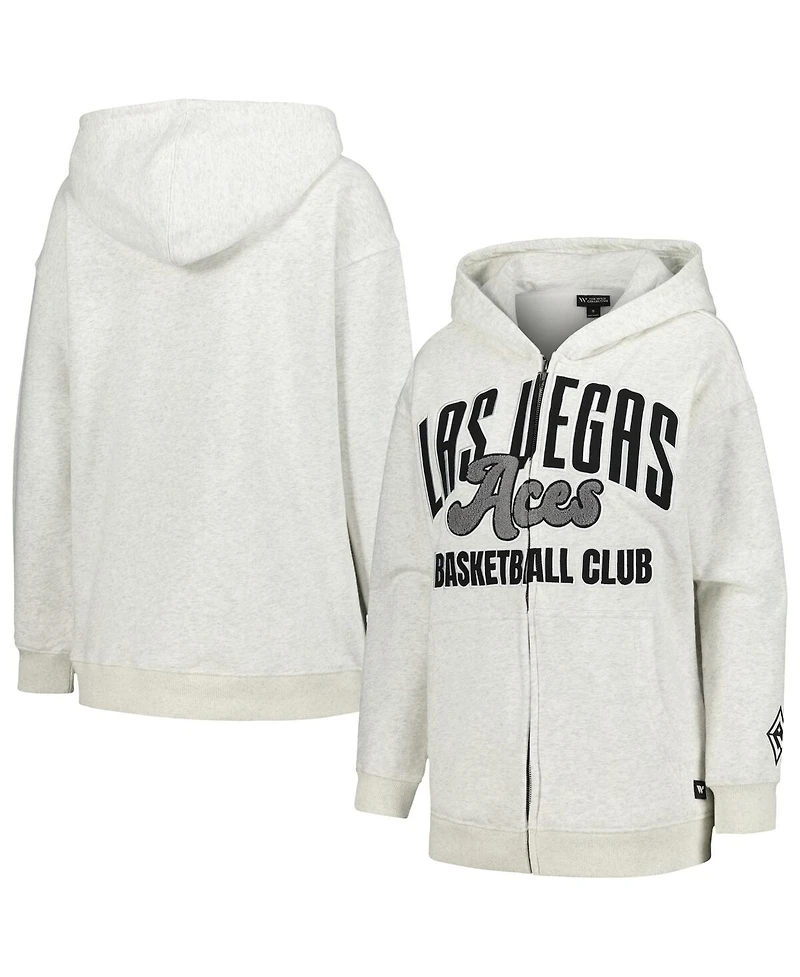 The Wild Collective Women's Heather Gray Las Vegas Aces Washed Full-Zip Hoodie