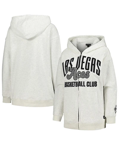 The Wild Collective Women's Heather Gray Las Vegas Aces Washed Full-Zip Hoodie