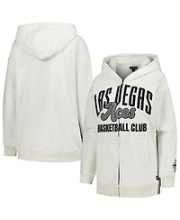 The Wild Collective Women's Heather Gray Las Vegas Aces Washed Full-Zip Hoodie