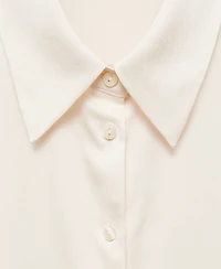Mango Women's Satin Finish Flowy Shirt