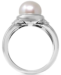 Cultured Freshwater Pearl (9-1/2mm) & Diamond (1/20 ct. t.w.) Ring in Sterling Silver