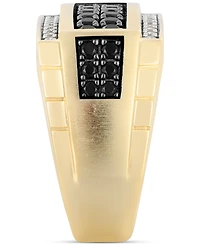 Men's Black & White Diamond Square Cluster Ring (1 ct. t.w.) in 10k Gold