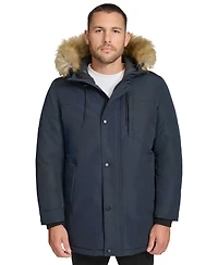 Calvin Klein Men's Long Parka with Faux-Fur Lined Hood