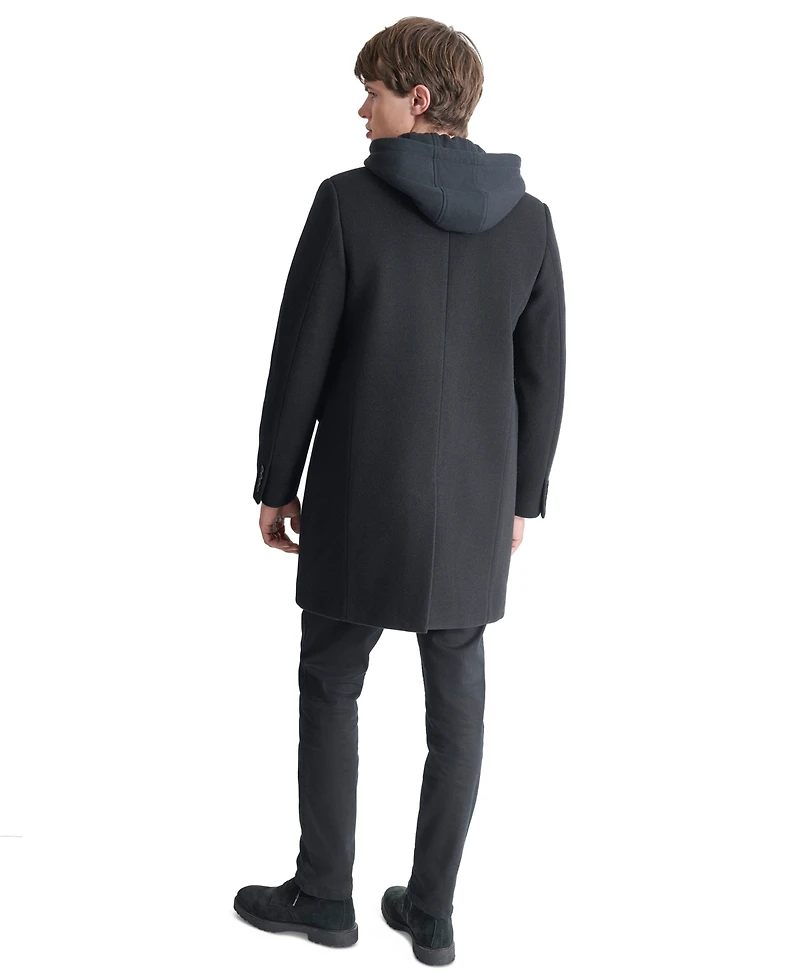 Dkny Men's Removable Hood Notch-Lapel Coat