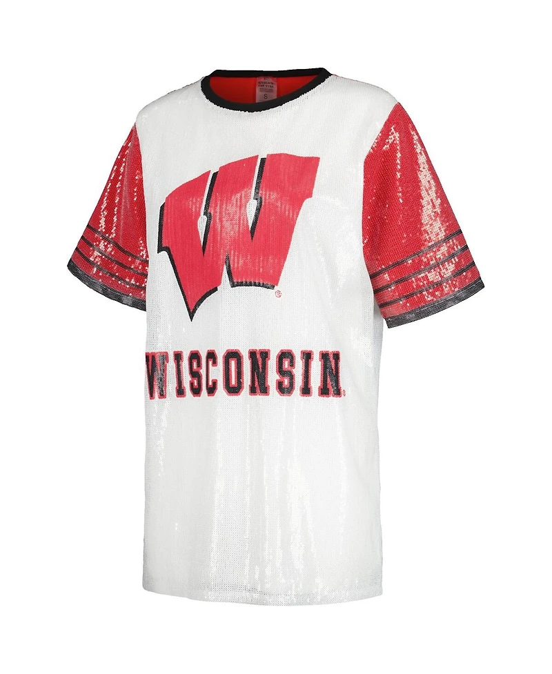 Gameday Couture Women's White Wisconsin Badgers Chic Full Sequin Jersey Dress