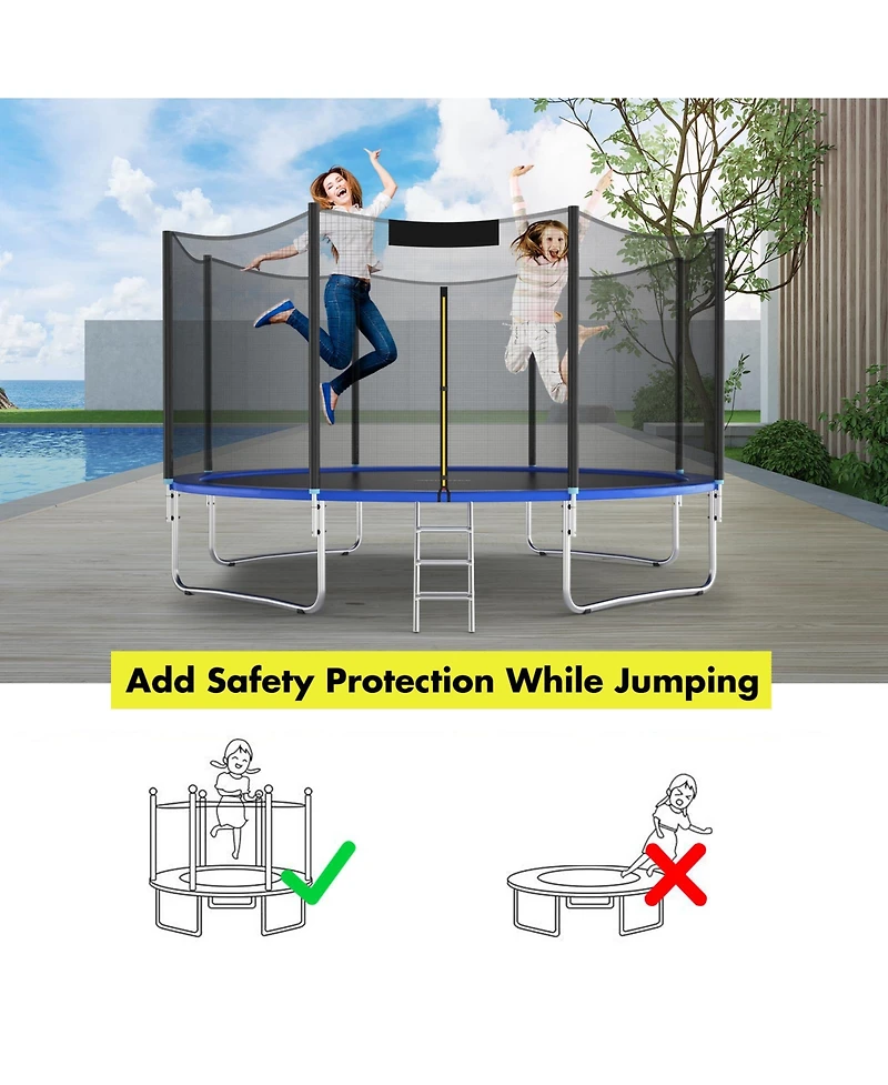 Trampoline Replacement Protection Enclosure Net with Zipper