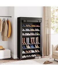 Tribesigns Shoe Rack,9 Tier Storage Organizer Tall Shelf with Nonwoven Fabric Cover for 40-50 Pairs of Shoes (Black)