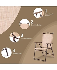 Sugift Set of 2 Patio Folding Sling Back Camping Deck Chairs