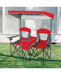 Portable Folding Camping Canopy Chairs with Cup Holder for Two