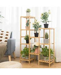 Sugift 9-Tier Bamboo Plant Stand for Living Room Balcony Garden
