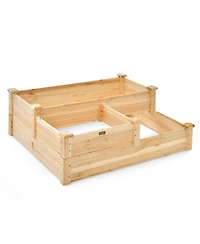 3-Tier Wooden Raised Garden Bed with Open-Ended Base