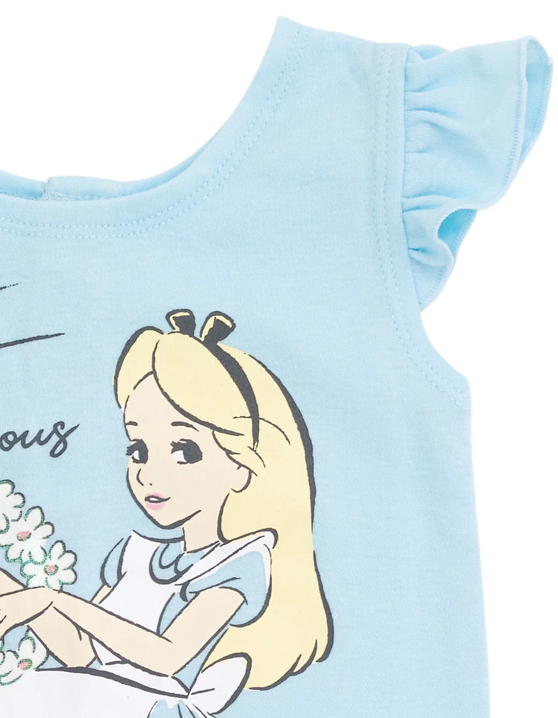 Alice Wonderland Baby Girls French Terry Romper and Headband
