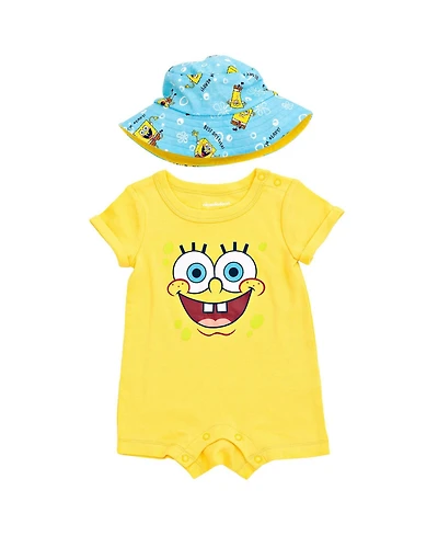 SpongeBob SquarePants Baby Boys Romper and Hat Newborn to