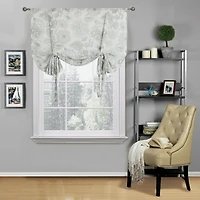 Kate Aurora Shabby Chic Floral Jacobean Sheer Single Tie Up Window Curtain Shade