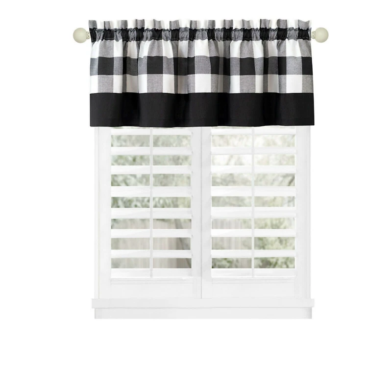 Kate Aurora Modern Farmhouse Buffalo Plaid Checkered Rod Pocket Window Valance Curtain