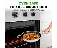 NutriChef 12'' Durable Wok with Side Handle - Triply Stainless Steel Cookware, Dakin Etching Non-Stick Coating Inside and Outside