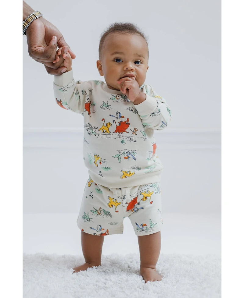 Disney Toddler Boys Mickey Mouse Winnie the Pooh Lion King Toy Story Jack Skellington French Terry Sweatshirt & Shorts Newborn to