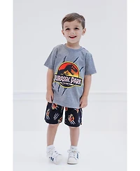 Jurassic World Boys T-Shirt and French Terry Shorts Outfit Set to
