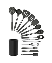 MegaChef Gray Silicone and Stainless Steel Cooking Utensils, Set of 14