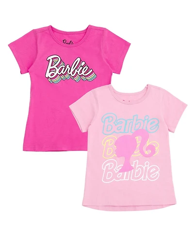 Barbie Little Girls 2 Pack Adaptive T-Shirts Sensory Friendly (4 - 7-8)