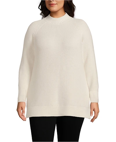 Lands' End Plus Drifter Shaker Easy Fit Mock Neck Tunic Sweater