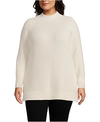 Lands' End Plus Drifter Shaker Easy Fit Mock Neck Tunic Sweater
