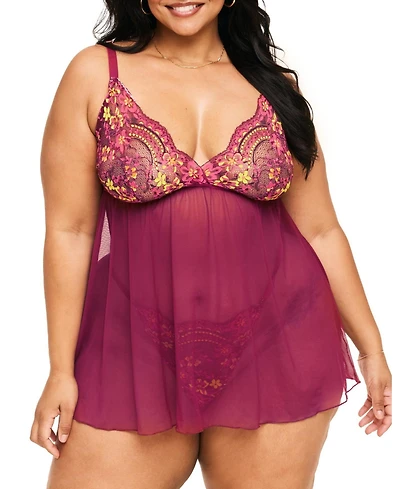 Adore Me Plus Size Anatta Babydoll & G-String Set Lingerie