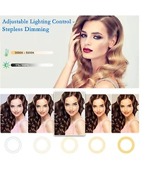 8" Dimmable Led Ring Light Floor Table Stand Usb with Phone Holder for Makeup Live Stream