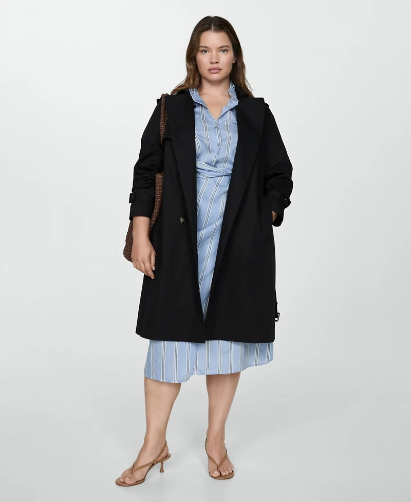 Mango Women's Belt Detail Classic Trench Coat