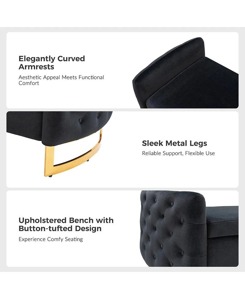 Hulala Home Robert Upholstered Flip Top Storage Bench with