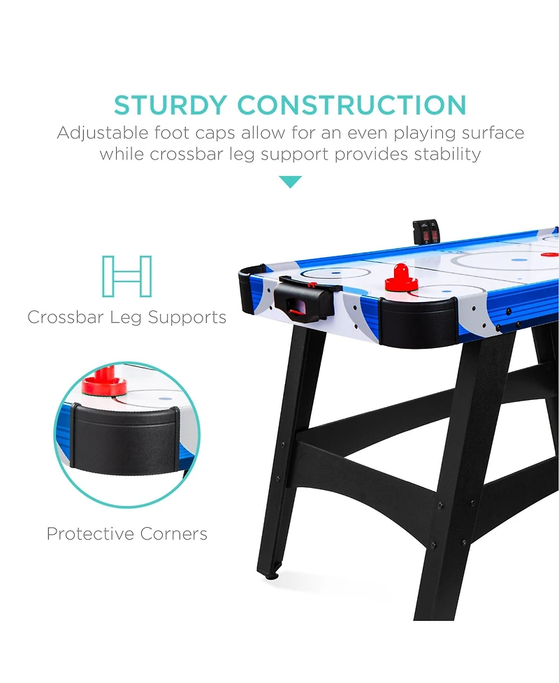 Best Choice Products 58in Mid-Size Air Hockey Table for Game Room w/ 2 Pucks, 2 Pushers, Led Score Board, 12V Motor