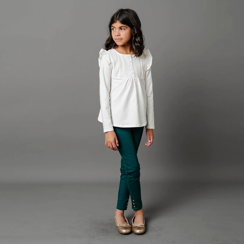 Hope & Henry Toddler Girls Button Cuff Ponte Pant