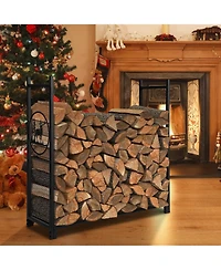 Skonyon 4 Feet Firewood Rack Stand with Mesh Sides