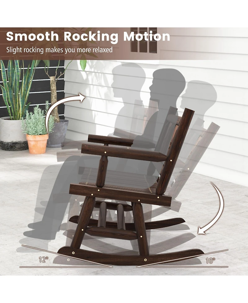 Skonyon Patio Rocking Bench Double Rocker Chair with Ergonomic Seat 2-Person Loveseat